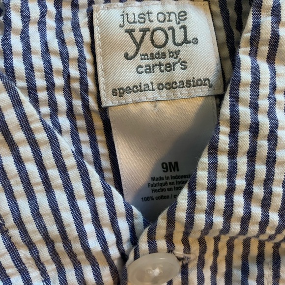 Carters blue and white seersucker 2 piece vest and pants - Picture 2 of 2